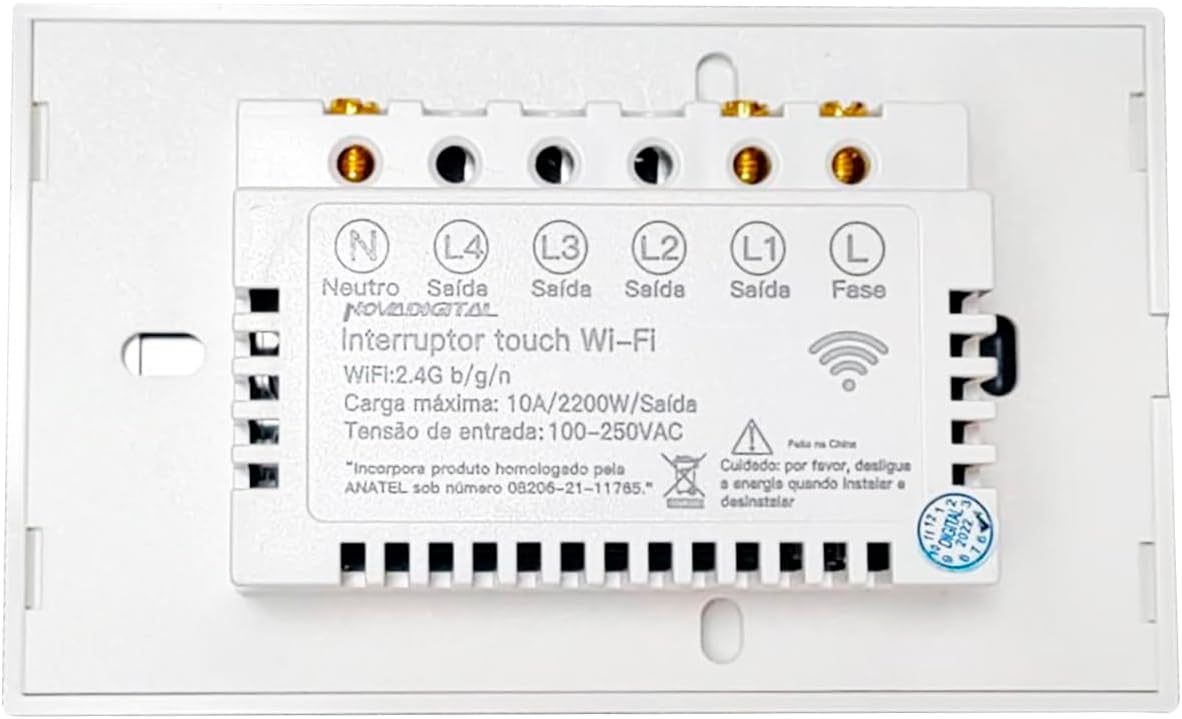 Interruptor Smart Wifi Inteligente Touch Nova Digital 3 botões Lite BR 4x2