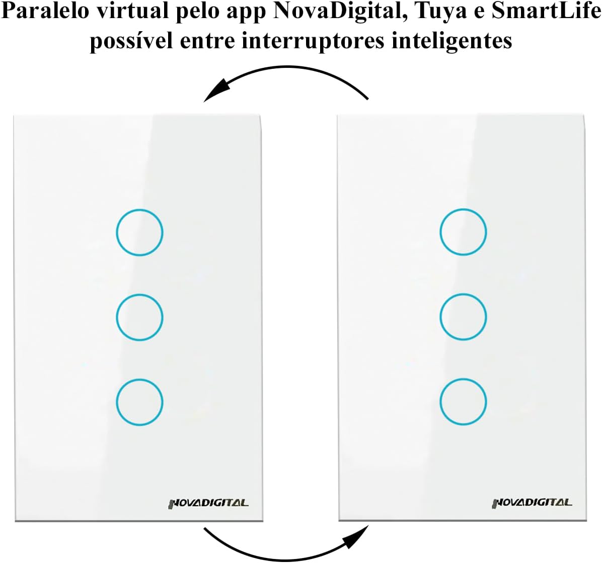 Interruptor Smart Wifi Inteligente Touch Nova Digital 3 botões Lite BR 4x2