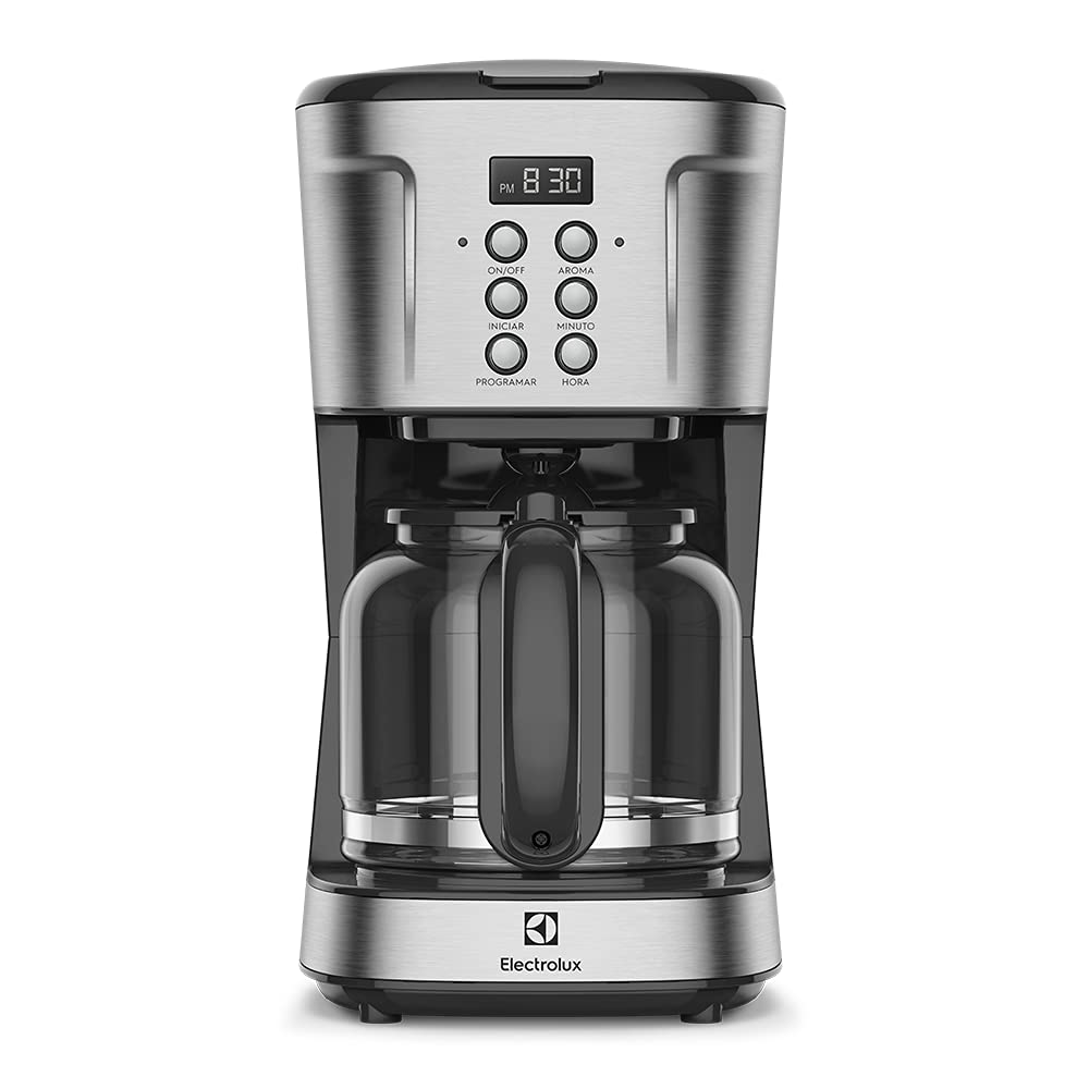 Cafeteira Elétrica Electrolux inox filtro permanente removivel capacidade 1,5L 38 xicaras função timer painel digital desligamento automatico ECM30 127v, cor aço escovado