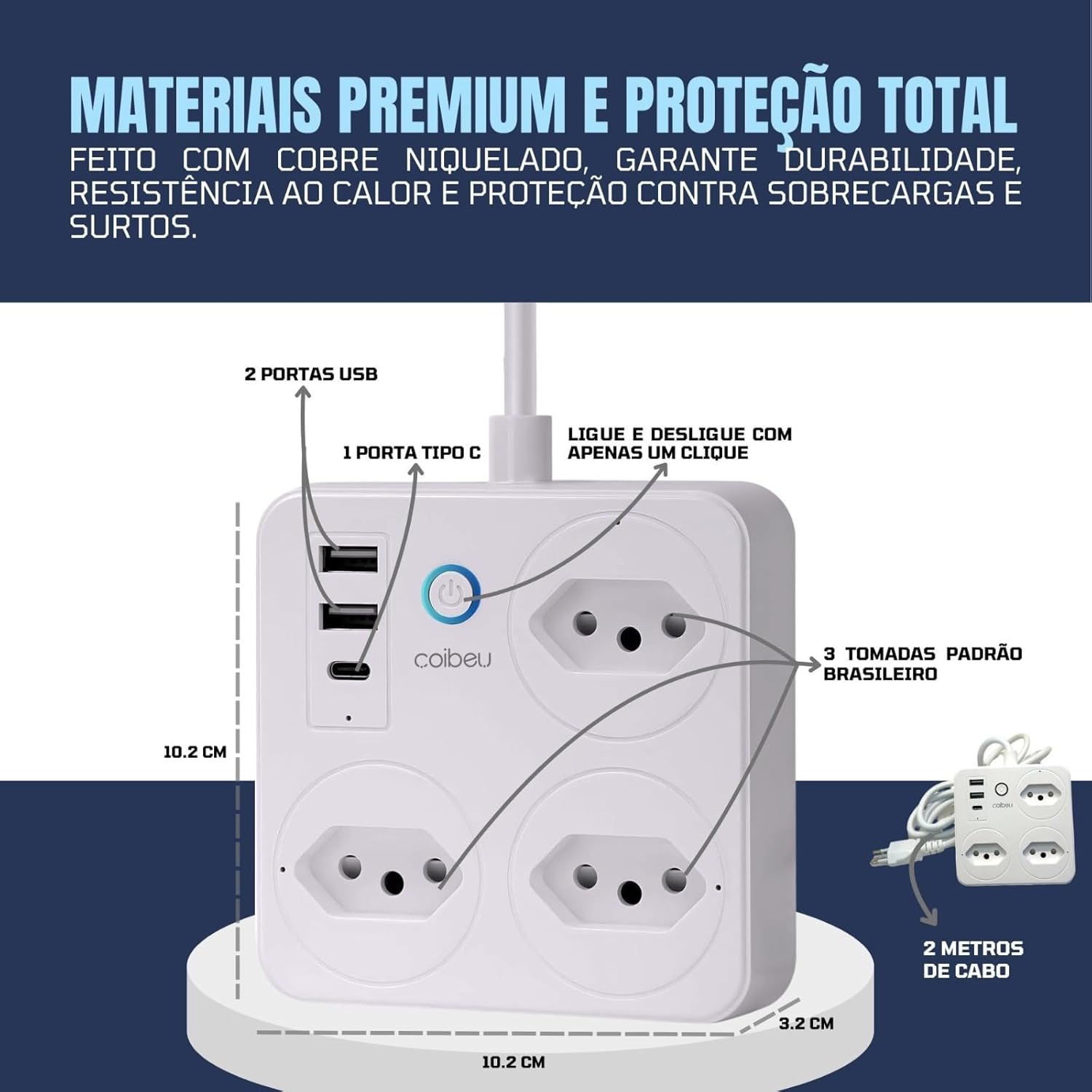 Filtro de Linha Branco Tomada Inteligente Tomada Wifi Tomada Inteligente Wifi Extensão Inteligente Wifi Extensão Tomada Régua Tomada Régua de Energia 3 Tomadas 2 Usb 1 Usb-C Controle pelo Celular