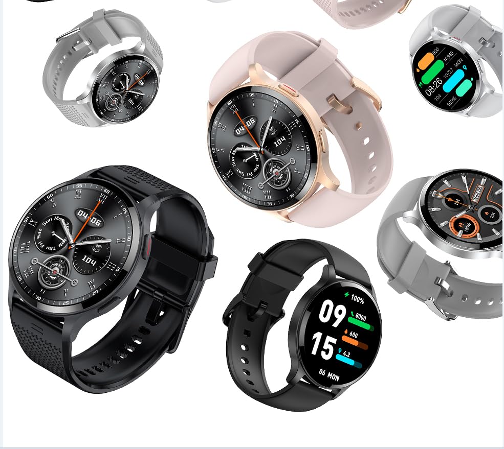 Smartwatch com Tela Full Touch 1.45", IP68, Compatível com iOS e Android, 120+ Modos Esportivos e Recebimento de Notificações, Faz e Recebe Ligações, Assistente de Voz, Unissex, 3 Pulseiras (Preto)