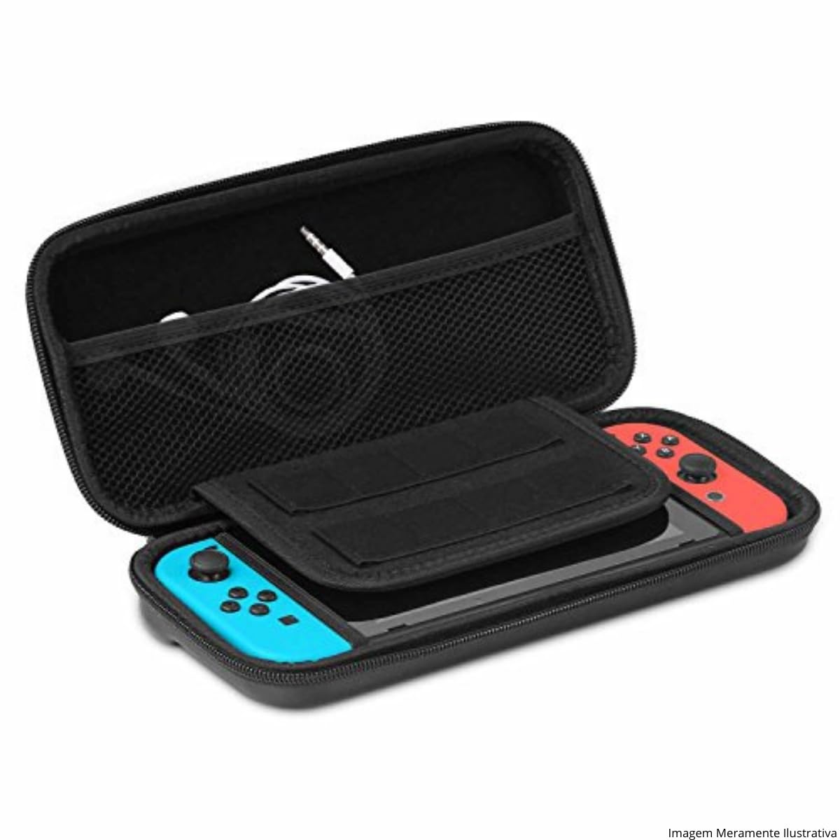 Case Capa Protetora Compativel com Nintendo Switch Oled com Slots Memory Card Estojo Premium Forro Macio e Resistente (Preta)