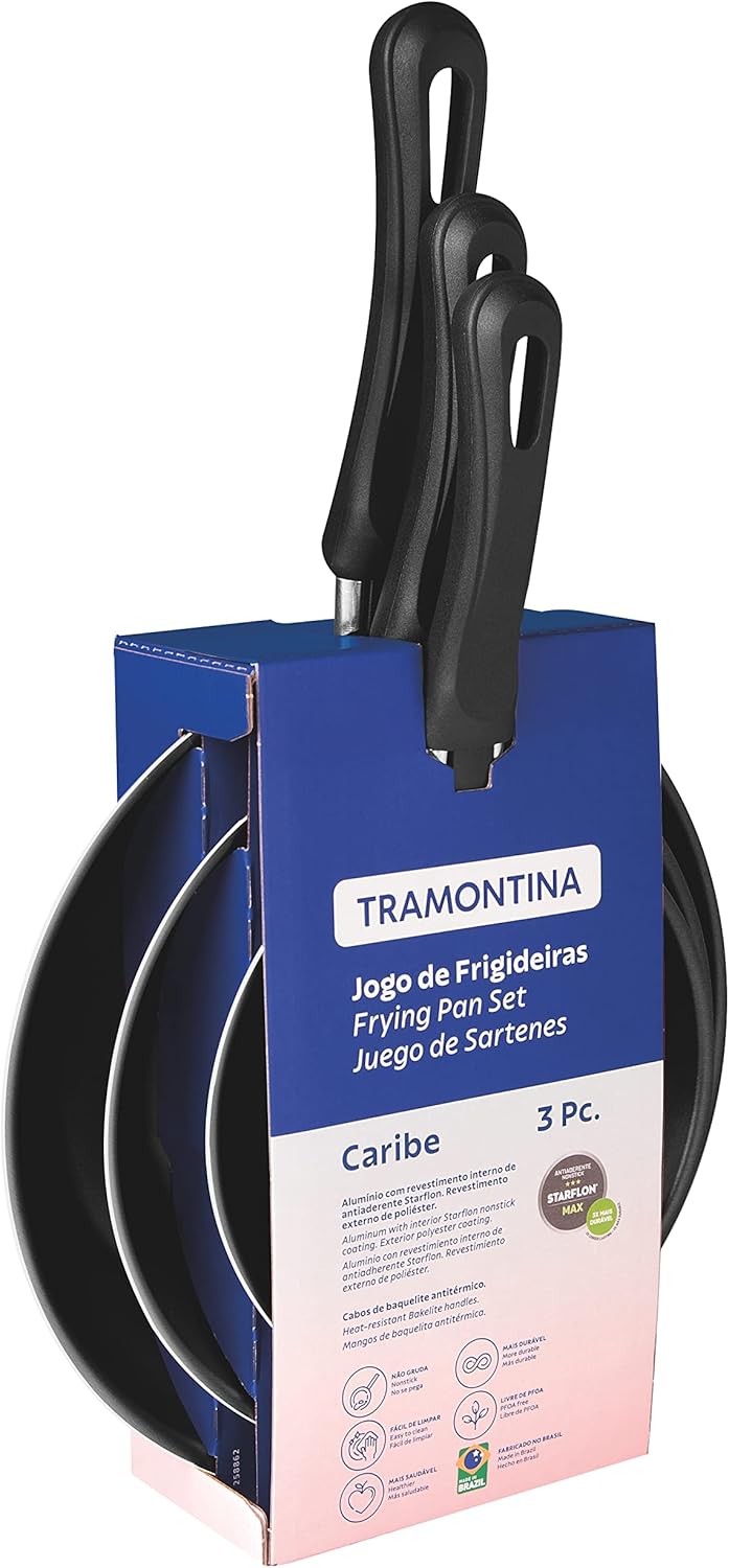 Tramontina JOGO DE FRIGIDEIRAS 3PCS CARIBE VERMELHO - SORTIDOS DE ALUMINIO COM REV ANTIADERENTE