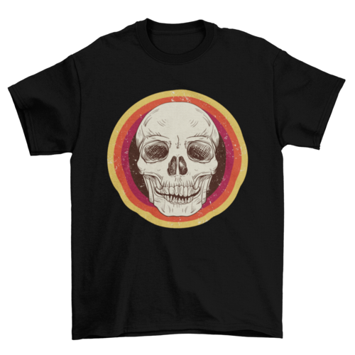 Vintage Simple Demon Retro Vector Art Skull hand-drawn style over