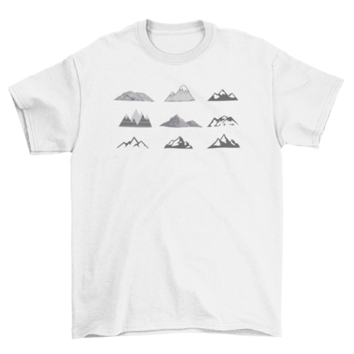 Black & White Abstract Mountain Pack T Shirt Hiking Tees Wilderness