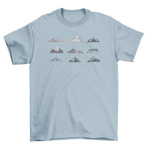 Black & White Abstract Mountain Pack T Shirt Hiking Tees Wilderness