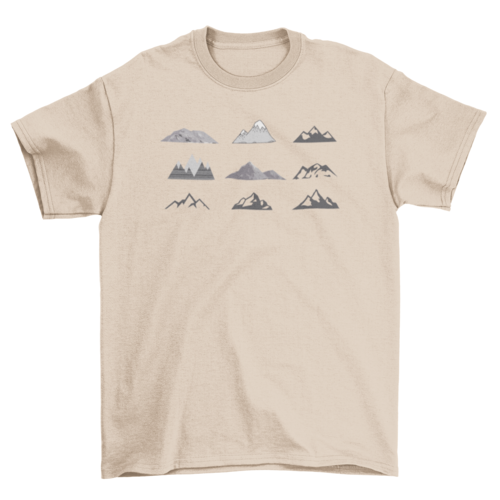 Black & White Abstract Mountain Pack T Shirt Hiking Tees Wilderness